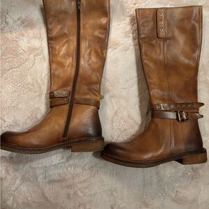 Brown Leather Knee-High Boots